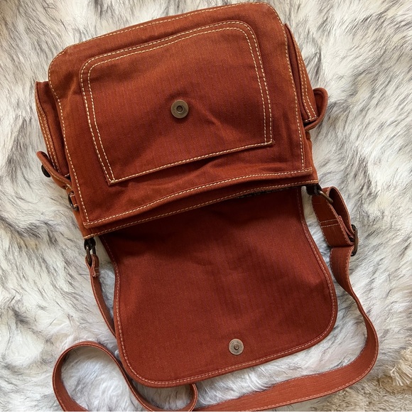 Fossil Canvas Brown Crossbody Shoulder Messenger Bag - Picture 4 of 14